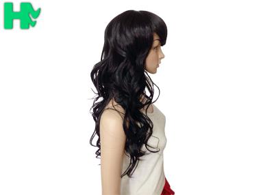 China Franja lateral de las pelucas sintéticas largas das alta temperatura de la fibra marrón clara en venta