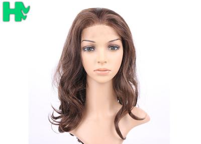 China Dark Brown Synthetic Front Lace Long Wigs Curly High Temperature Fiber Wig for sale