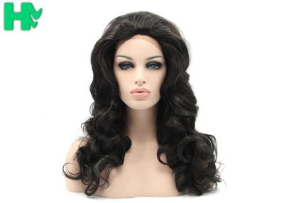 China Womens Curly Hair Synthetic Front Lace Wigs Natural Black Color Wigs for sale