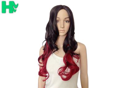 China Sexy Fascinating Long Synthetic Wigs Mixed Red Wig 22 Inches , Long Wavy Hair Style for sale