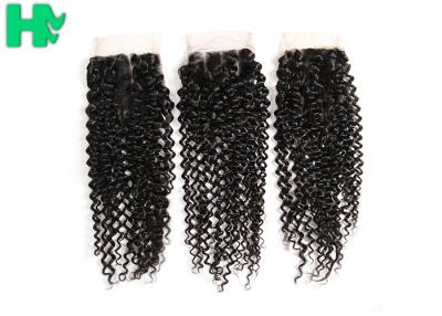 China 8’’ - 20’’Unprocessed Human Hair Closure Kinky Curly Bleached Knots for sale