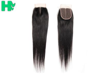 China 4*4 Free Middle Three Part Human Hair Closure , Peruvian Straight Hair With Closure for sale