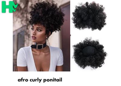China Pedazos sintéticos negros del pelo, extensiones de la cola de caballo del cabello humano rizado del Afro en venta