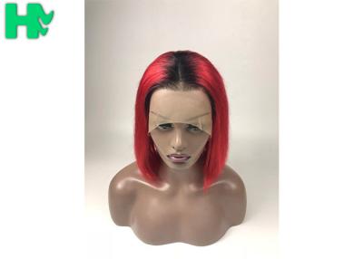 China Red Colored 100% Brazillian Human Hair Lace Front Bob Wigs No Foul Odor for sale