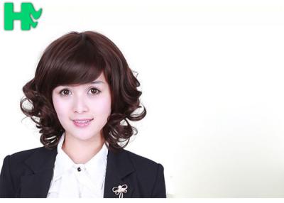 China 100% Density Short Cut Coarse Lady Deep Brown Hair Wig / Synthetic Bob Wigs for sale