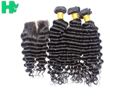 China Natural Black Deep Wave 4x4 Frontal Lace Closure Length Combination No Shedding for sale