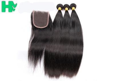 China Grade 10A 100% Human Brazillian Hair Extensions Natural Color With 4x4 Closure for sale