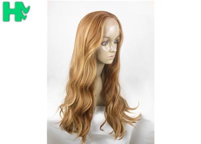 China Fashionable Golden Color Long Synthetic Wigs For Girls Cap Size Adjustable for sale