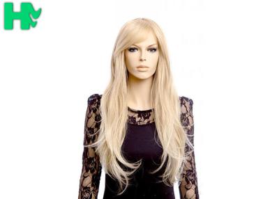 China High Temperature Fiber Natural Long Straight Synthetic Wigs 120% Density for sale