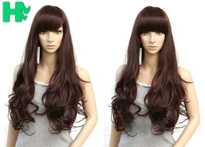 China Brown Color Rose Intranet Long Curly Wigs Synthetic Hair 250% Density for sale