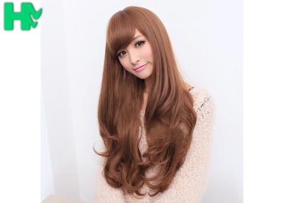 China 28 Inch Long Synthetic Wigs With Bangs Natural Color for sale