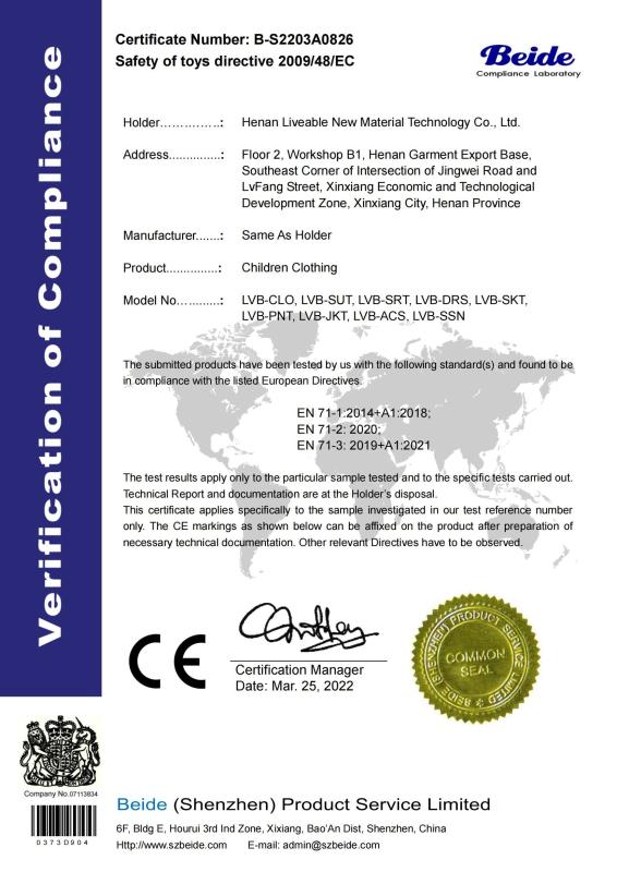 CE - Henan Livable New Material Technology Co., Ltd.