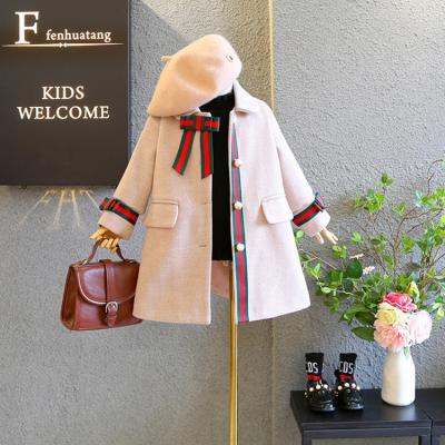 China 100cm 39in Girls Winter Children'S Clothing Solid Vintage Pink Wool Coat for sale