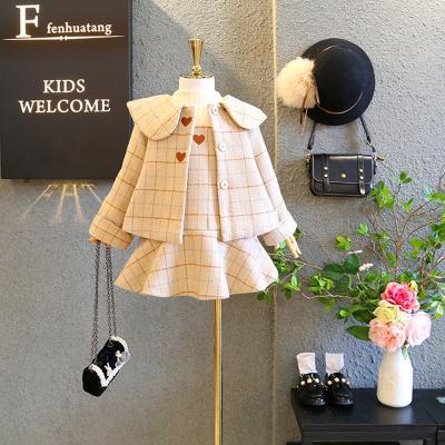 China 110CM 43IN Winter Children'S Clothing Toddler Matching Plaid Skirt And Jacket for sale