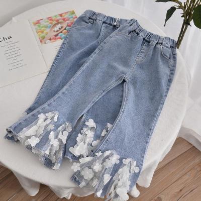 China Anti Pilling Children'S Casual Trousers Breathable High Waisted Flared Jeans OEM for sale