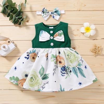 China Green Stitching Patchwork Shirt Dress 43in Cotton Summer Dresses Sleeveless for sale