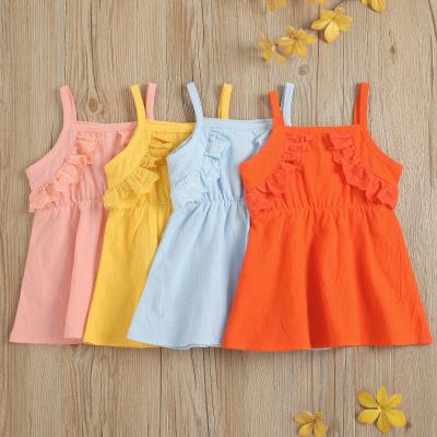China Sleeveless Casual Children'S Dress Clothing Solid Color Casual Dresses Medium Length for sale