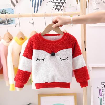 China Girls Lamb Cartoon Red And White Velvet Sweaters With Foxes On Them for sale