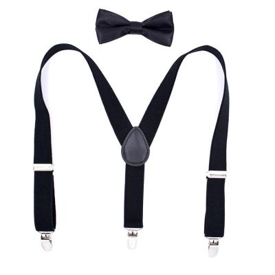 China Black Leisure Cotton Children'S Clothing Accessories Elastic Suspenders Y Back Bowtie for sale