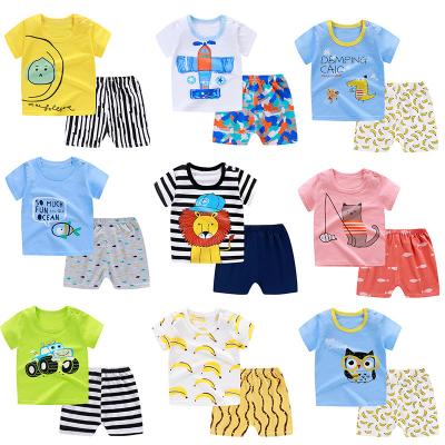 China Summer Kids Pajama Set Plain Animal Short Sleeve Tee And Shorts for sale