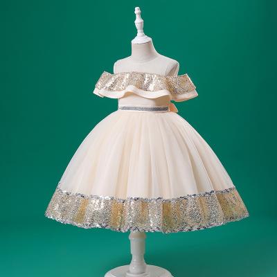 China Cotton Children's Dress Clothing Mid length Sequin Design Girls Princess Dress for sale
