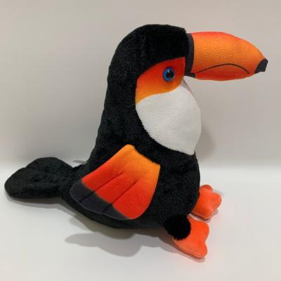 China New Plush Orange Animated Parrot Toy with Squeeze Box Safe Kids Toy Children Toy BSCI Audit à venda