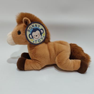 China Soft Plush Brown Horse Toy Cute and Realistic Stuffed Animal for sale