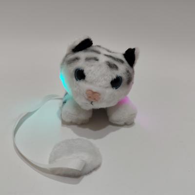 China Magnetic Light-Up White Tiger Shoulder Plush Toy with Glowing Feature for sale