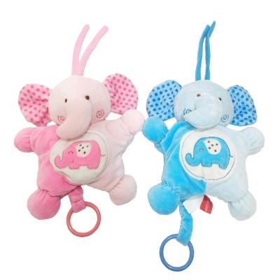 China 0.2M Pink Blue Infant Plush Toys Peek A Boo Musical Elephant Stuffed Animal PP Cotton for sale