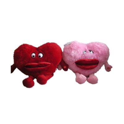 China 2 Color Asst 7.87in 20cm Heart Shaped Plush Pillow With Red Lip Non Toxic for sale