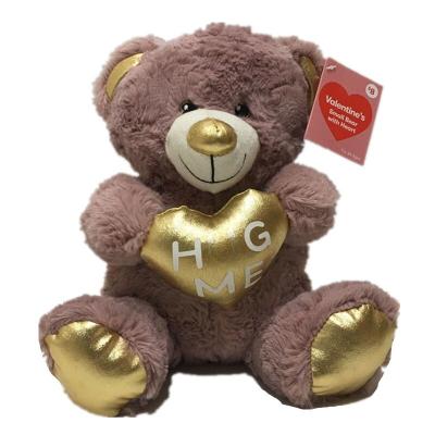 China Super Soft 0.25M 9.84in Valentines Day Plush Toys Teddy Bear With Heart On Chest for sale