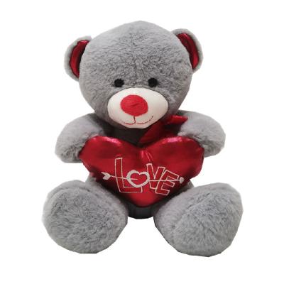 China 10.24in 26cm Valentines Day Plush Toys White Teddy Bear Holding A Heart Hypoallergenic for sale