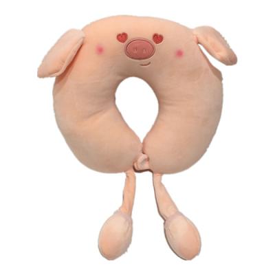 China Flapping Ears Piggy 0.3m 11.81in U Shaped Head Stuffed Animal Neck Pillow Hypoallergenic for sale
