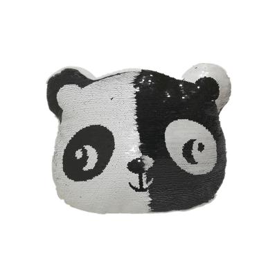 China 2D Flip Sequin Panda Plush Pillow Cushion Memory Foam 32CM 16 Inch for sale