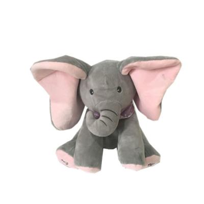 China Hilarious 25cm 9.84 Inch Peek A Boo Plush Singing Elephant Stuffed Toy for sale