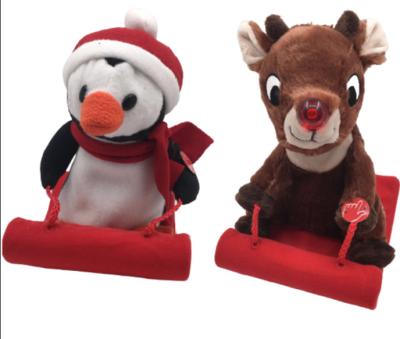 China Christmas 0.23M 9.06in Reindeer Stuffed Animal Cute Penguin Stuffed Animal Ski Toy for sale