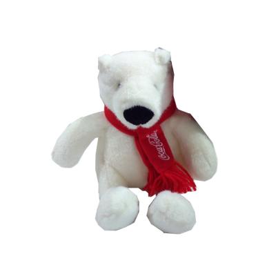 China 29cm 11.42 Inch Gift Stuffed Animal White Bear Coca Cola With Red Scarf for sale