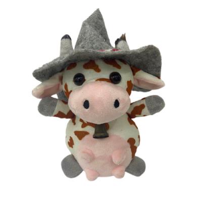 China Recording Speaking Shaking Plush Cow 20cm With Hat for sale