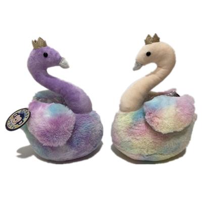 China Tie Dye Long Soft Fur Plush Animals Swan Toys Gift For Kids for sale