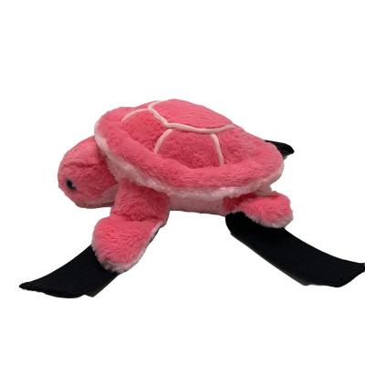 China Pink Long Fur Stuffed Turtle Knee Pad Plush Toy 28cm For Ski Snowboard Skateboard for sale