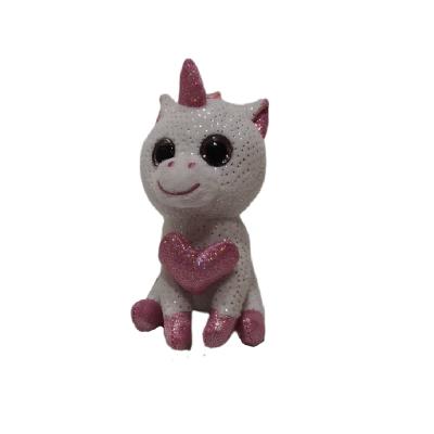 China Unicorn Keychain With Heart Plush Toy Decorations Pink White 11Cm für Taschen zu verkaufen