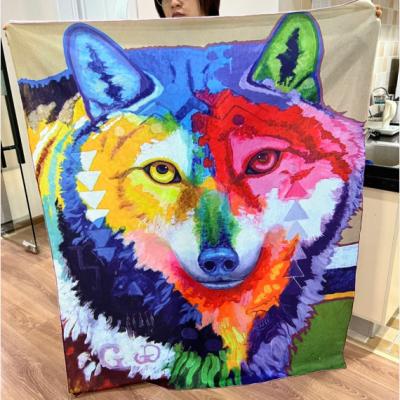 China Home Wolf Blanket Soft Cozy Air Conditioning Machine Wash Blanket Gray Throw 50