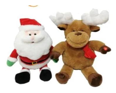 China 30CM Glow up Christmas Gift Plush Santa and Reindeer for 3+ Kids Play for sale