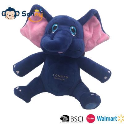 Chine jouet bleu mou d'éléphant de bébé de peluche de 20cm avec les oreilles roses pour l'amusement à la maison de décoration et de famille à vendre