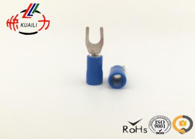China SV 2-4 Blue PVC Insulated Female Spade Connector / Tinned Copper Lugs U type cable lug for sale