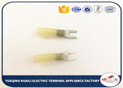 China Locking Heat Shrink Wire Terminals Yellow 12-10 AWG male spade connector for sale