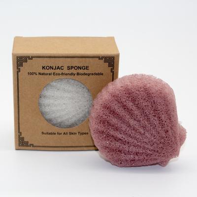 China Cinnamon Pink Eco Friendly Face Pack Cleaning Sponge Shell Shape Body Konjac Sponge for sale