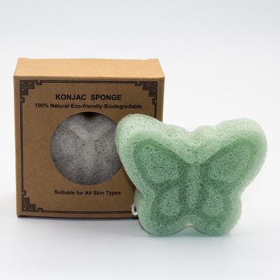 China Butterfly Shape Bath Cleaning Sponge Body Facial Konjac Sponge 9cm*7.2cm*2cm for sale