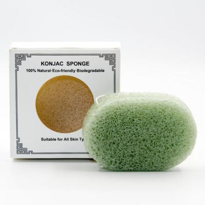 China EN71 Oval Green Tea Konjac Sponge for sale