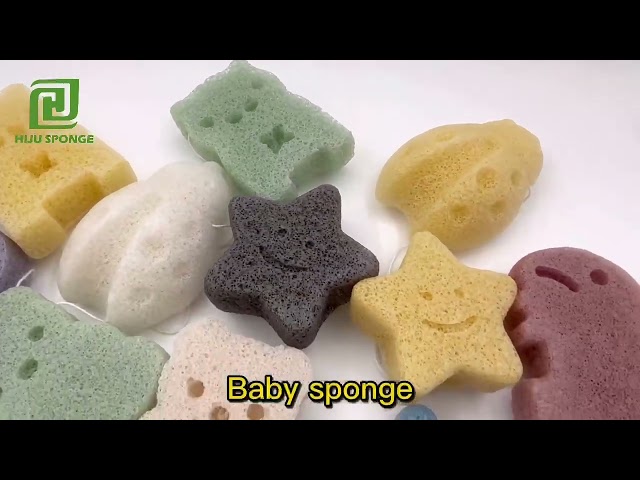 Customized Logo Organic Frog Bear Star Baby Konjac Sponge Skin Friendly